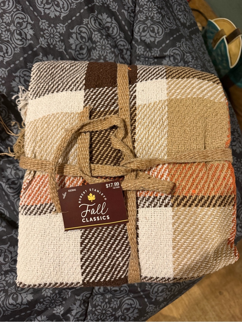 Classic Plaid Throw Blanket - Brown, Tan, Cream, Orange